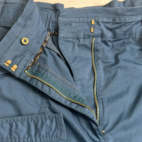 Anthropologie Women’s Size 12 Teal Ellie Embroidered Pockets Utility Pants Belt - Picture 9 of 16